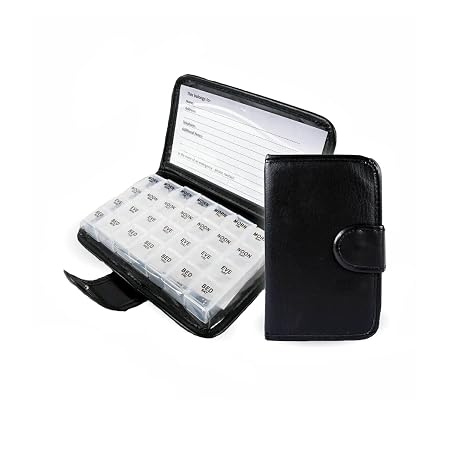 Pill Box In Wallet Deluxe 7 Day Organiser with 28 Slots & Braille