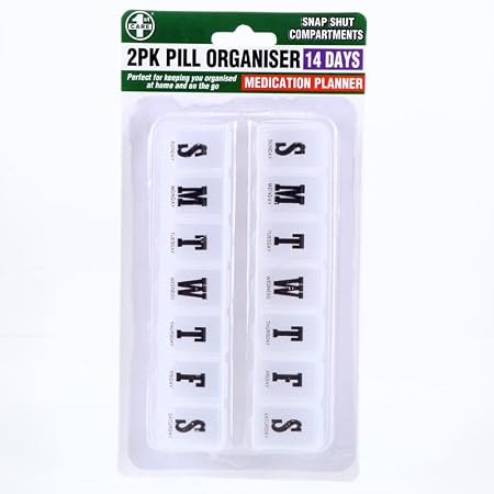 Pill Box 7 Day Organiser with 7 Slots 2pk
