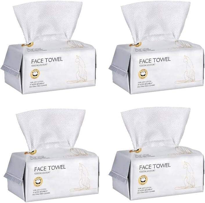 Socrates Premium Disposable Face Towels – 100% Cotton, 100GSM – Ultra Thick & Soft, Dual-Sided Textured & Smooth | facial towel, Makeup Removal, Baby Wipes – Dry & Wet Clean-120Counts