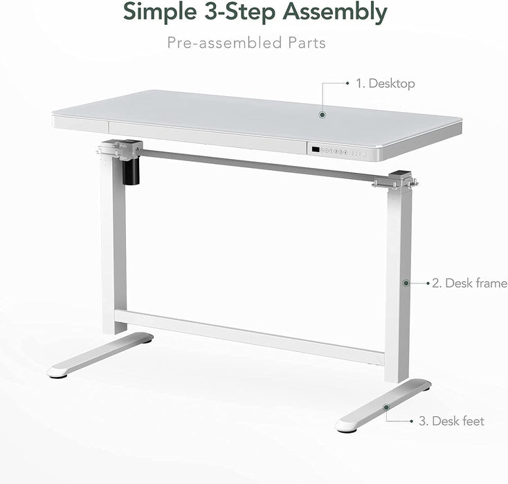 FLEXISPOT EW8 Comhar Electric Standing Desk with Drawers Charging USB A to C Port, Height Adjustable 120 CM Whole-Piece Quick Install Home Office Computer Laptop Table with Storage (White Top + Frame)