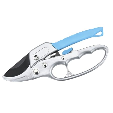 Premium Secateurs Ratchet Pruning 20cm x 8.5cm x 1.5cm Blue & Grey