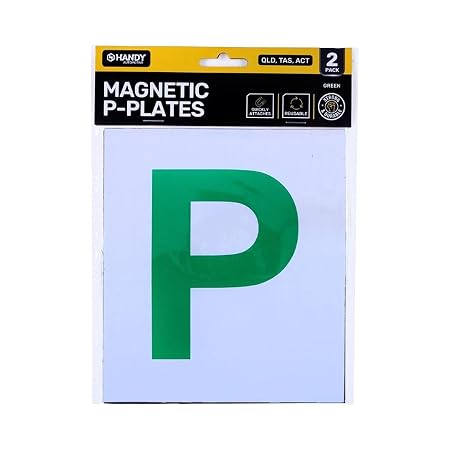Plate P QLD/TAS/ACT Green Magnetic 2pk