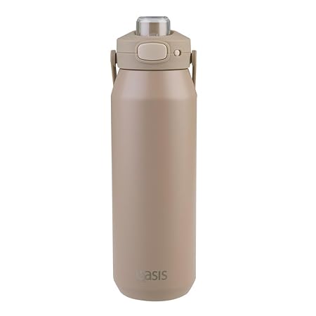 CERAMIC LINED S/S T/WALL INS. BOTTLE W/QUICK RELEASE 1L LATTE
