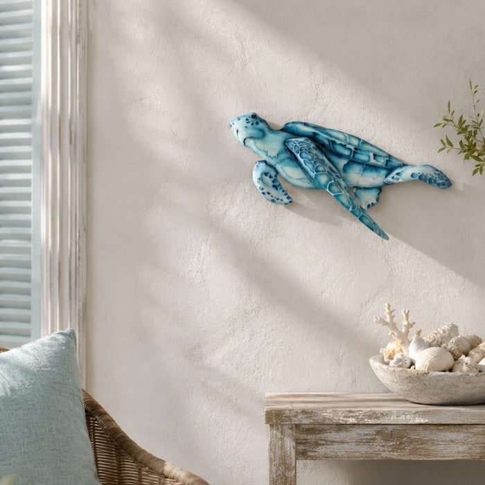2 set Capiz Turtle Swim Left Wall Art
