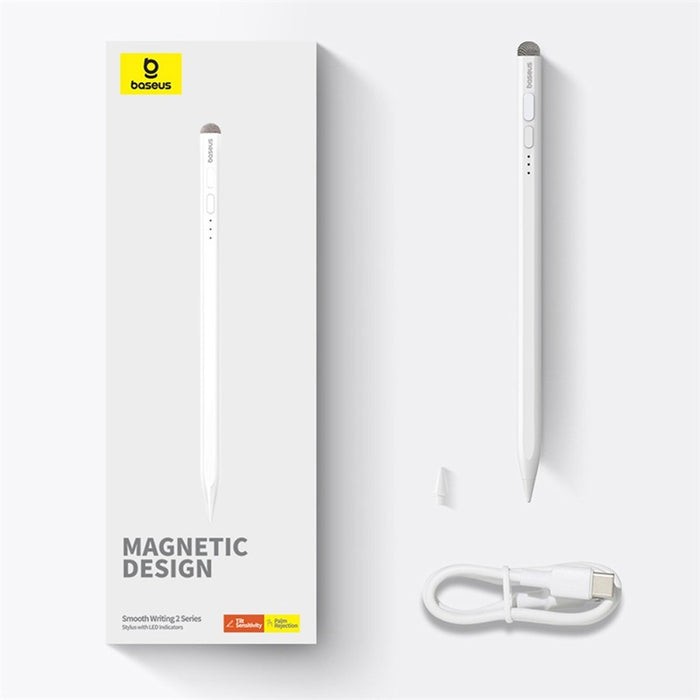 Baseus Smooth Writing 2 Series Stylus with LED Indicators (P80015802213-00) (Active/Passive Version)-Moon White