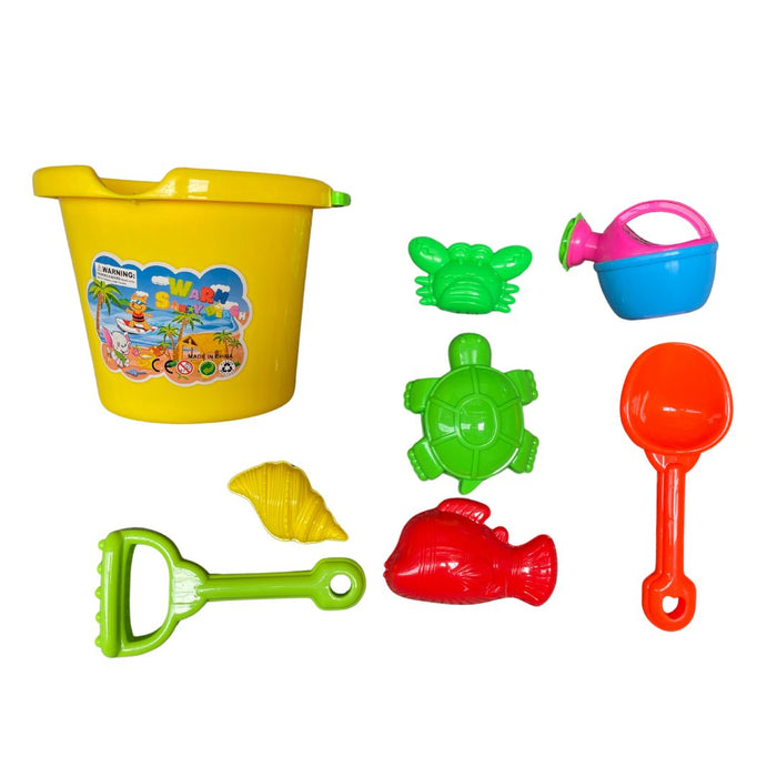 Random Colour, Warm Beach Bucket Toys for Kids, Sand Bucket, Shovel Set, Animal Molds with Big Mesh Bag, Travel Toys for Toddlers Boys Girls Outdoor Beach Play Camping Bath Pool Water Play-8PCS