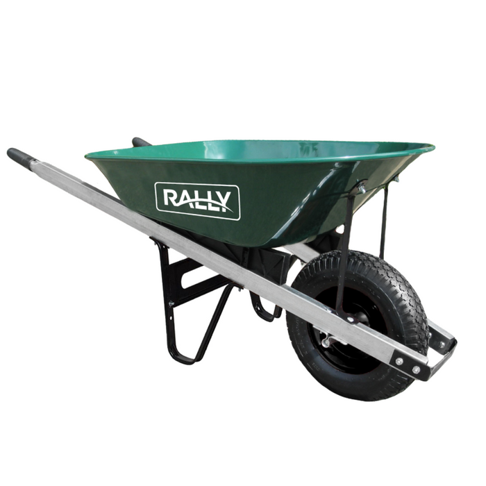 Rally Heavy-Duty 5 Cubic Feet Green Tray Wheelbarrow 75L Capacity with Pneumatic Wheel