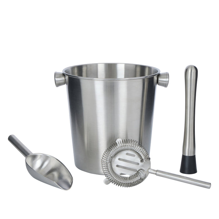 Davis & Waddell Brooklyn Stainless Steel Ice Bucket 2.8L with Barware Silver