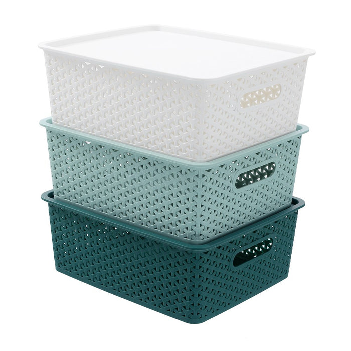 Boxsweden Wicker Basket Lidded 14.5L 36X30X13.5Cm
