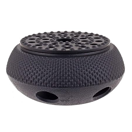CAST IRON TEAPOT WARMER 13.5CM DIA - FINE HOBNAIL BLACK