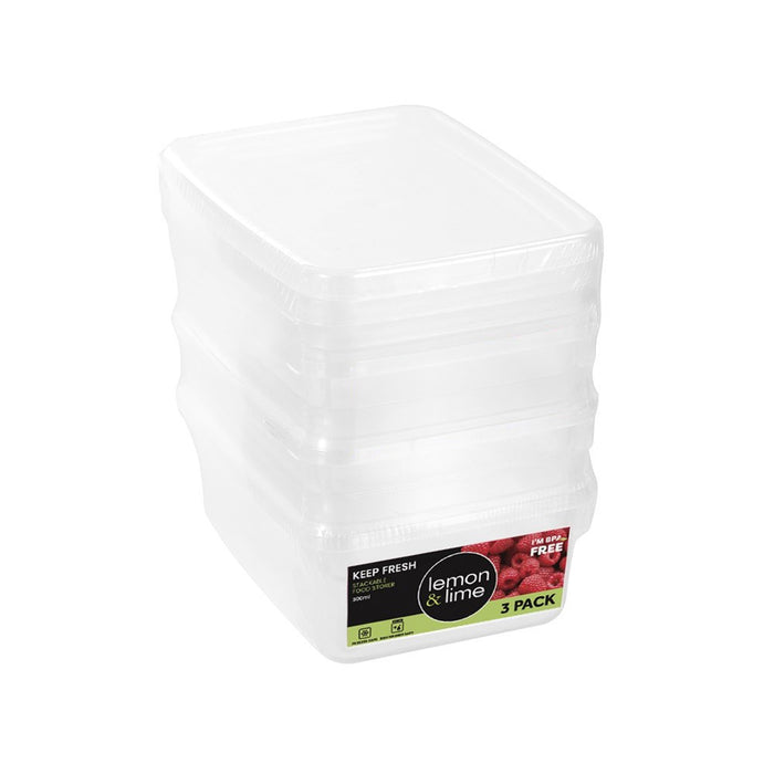 Lemon & Lime KEEP FRESH FOOD CONTAINER 3PK 300ML 11X8X5CM