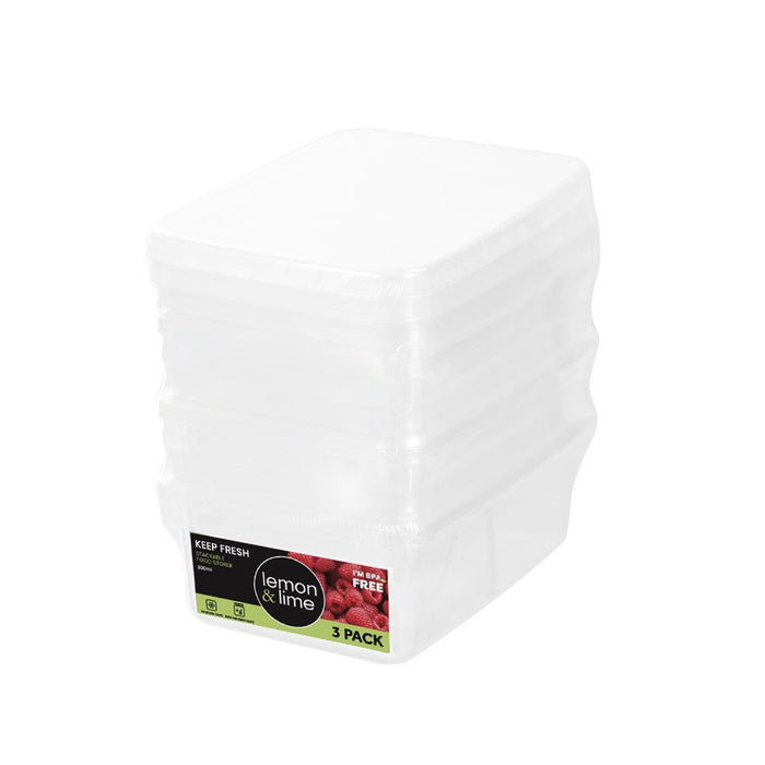 Lemon & Lime KEEP FRESH FOOD CONTAINER 3PK 300ML 11X8X5CM