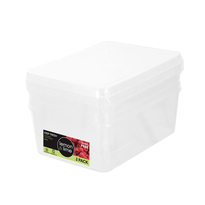 Lemon & Lime KEEP FRESH FOOD CONTAINER 2PK 600ML 13.5X10X6CM