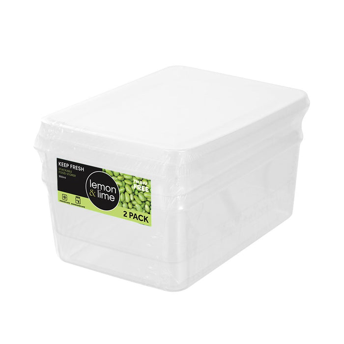 Lemon & Lime KEEP FRESH FOOD CONTAINER 2PK 900ML 11.5X16X7CM