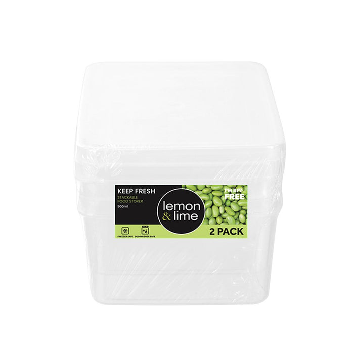 Lemon & Lime KEEP FRESH FOOD CONTAINER 2PK 900ML 11.5X16X7CM