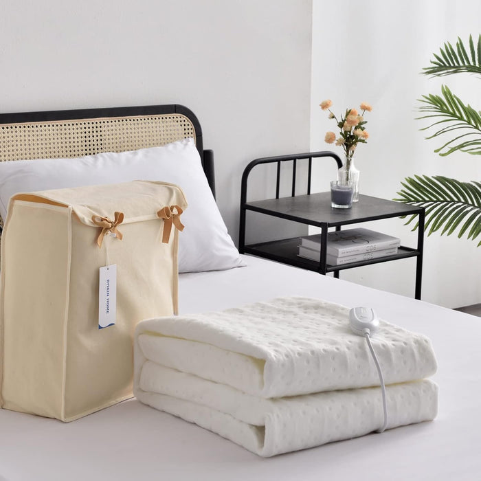 RHEIN HOME King Single Electric Blanket, Fitted Heated Underblanket with Overheat Protection, Waseable Fitted Electric Blanket with 4 Adjustable Heat Settings 10h Auto Off, SAA Approved (107×203cm)