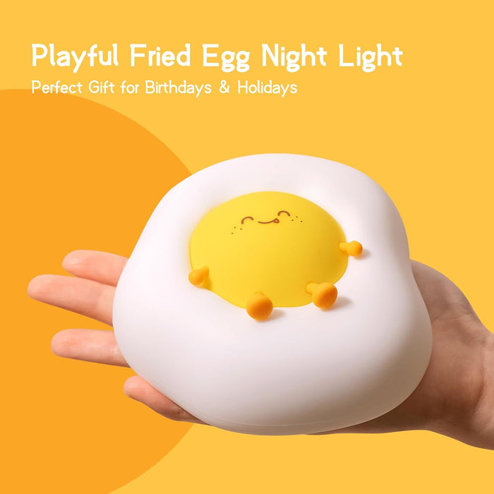 ONEIN Cute Night Light for Kids Baby, Portable Silicone Rechargeable Nightlight, Cordless LED Touch Sensor Dimmable Bedside Lamp, Small Squishy Toy for Boy Girl, Nursery Decor (Fried Egg)
