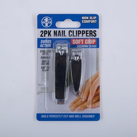 Easy Grip Nail Clippers 2pk - Black