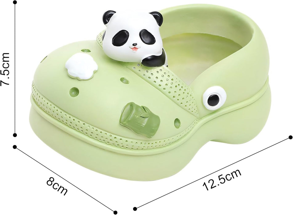 ONEIN Cartoon Panda Flower Pot – Novelty Mini Shoe-Shaped Planter, Succulent Planter with Drainage, Cute Indoor & Outdoor Plant Decor for Windowsill, Balcony, Home, Garden, and Office, Green