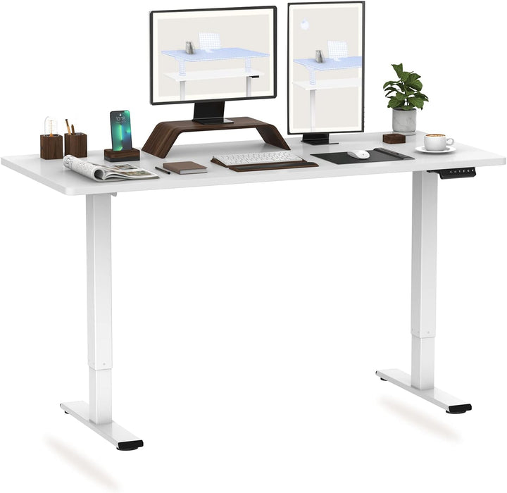 FLEXISPOT EB2 Seat Stand Desk Adjustable Desk Electric Desk Standing Desk Desktop 120 * 60cm with 2 Motors with Intelligent Automatic Memory (White+White)