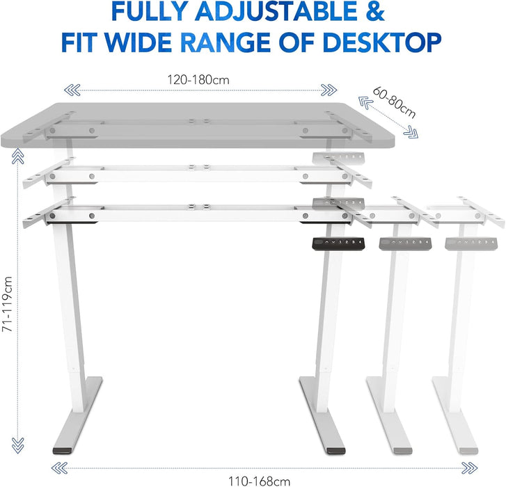 FLEXISPOT EB2 Seat Stand Desk Adjustable Desk Electric Desk Standing Desk Desktop 120 * 60cm with 2 Motors with Intelligent Automatic Memory (White+White)