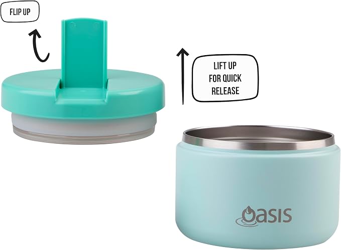 Oasis Stainless Steel Double Wall Insulated Food Flask with Quick Release Lid 300 ml - Mint