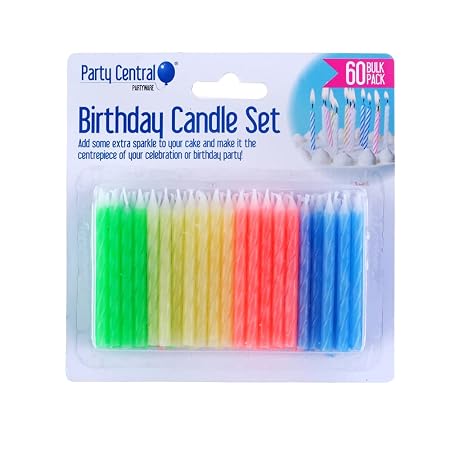 Candles Birthday Set - 6cm - Bulk 60pk - Assorted Colour Packs