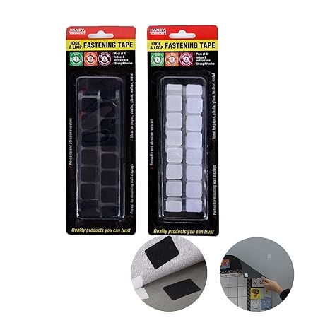 Adhesive Tape Square Hook & Loop Medium 20mm x 20mm 32pk