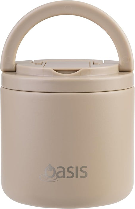 S/S D/WALL INS. FOOD FLASK W/QUICK RELEASE LID & SPORK 500ML LATTE