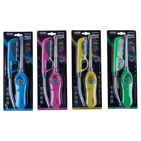 Lighter Gas Twin Pack Reach Wand & Flexible Wand Series Refillable - Pink, Blue, Yellow, Green