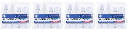 Refillable Toiletry Travel Bottle & Jar Set 7pc with PVC Resealable Bag - Includes: 2x 100ml Flip Top Bottles 1x 80ml Flip Top Bottle, 4x 10ml Jars & Carry Case