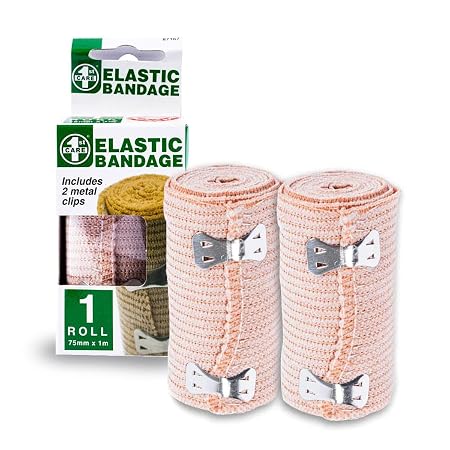 Compression Elastic Bandage Roll includes 2 clips 7.5cm x 1m unstretched - Streches Up To 3m* - Fabric