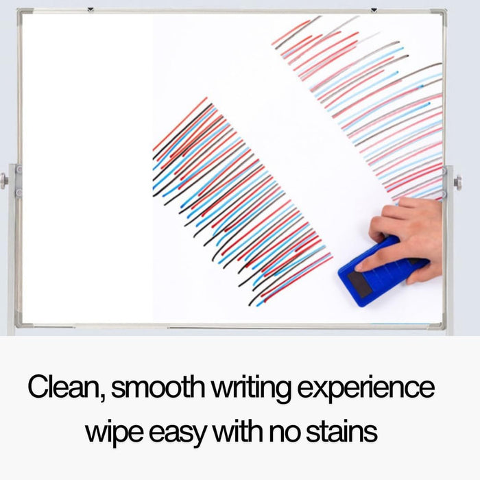 Large Double-Sided Magnetic Whiteboard with Stand - 360° Rotating, Dry Erase White Board Easy Write, Height Adjustable, Mobile on Wheels for Classroom, Office White Board (90cm * 60cm)