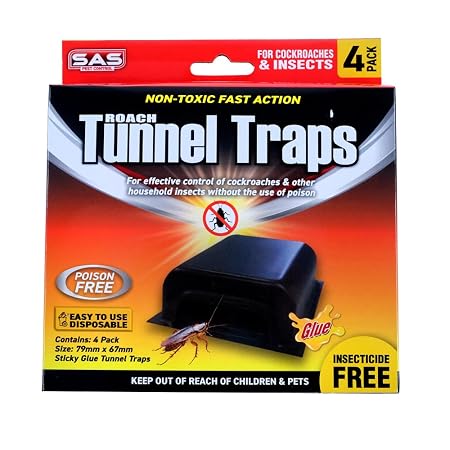 Glue Trap Tunnel Cockroach 4pk 6.7cm x 7.9cm Black & Clear Glue