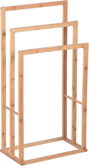 Bamboo 3-Tier Freestanding Towel Rack Stand for Bathroom, Laundry Room – Space-Saving Wooden Towel Holder for Bath Towels, Hand Towels & Blankets – Stable, Easy Assembly