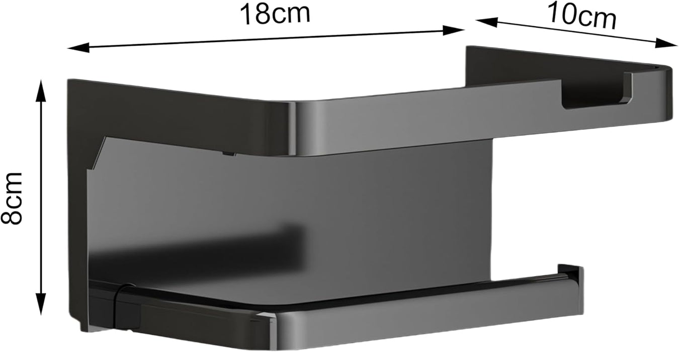 ONEIN Wall-Mounted Toilet Paper Holder, Self-Adhesive Toilet Tissue Holder, PP Tissue Holder for Bathroom, Kitchen, Washroom, Modern Black Design