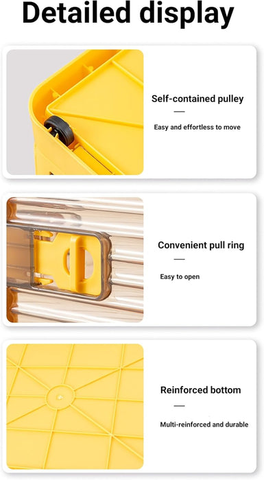 Folding Storage Bins, 28 Liters, 2 Pcs Green Plastic Storage Containers with Wheels, Four Doors, Foldable, Stackable, Plastic Box with Lids for Organization, Storage Cart