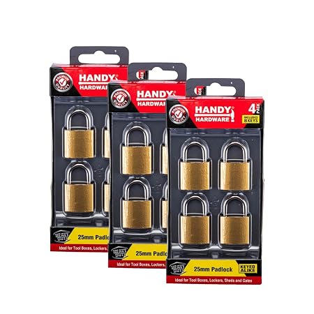 Padlock Keyed Alike 25mm Includes 2 Keys Per Lock 4pk