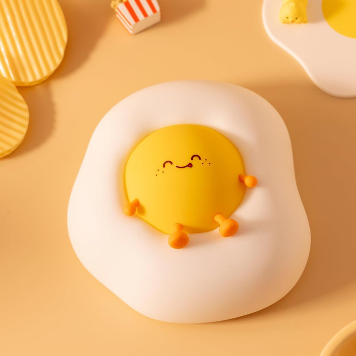 ONEIN Cute Night Light for Kids Baby, Portable Silicone Rechargeable Nightlight, Cordless LED Touch Sensor Dimmable Bedside Lamp, Small Squishy Toy for Boy Girl, Nursery Decor (Fried Egg)