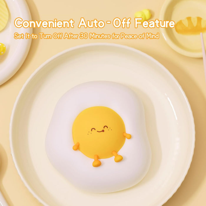 ONEIN Cute Night Light for Kids Baby, Portable Silicone Rechargeable Nightlight, Cordless LED Touch Sensor Dimmable Bedside Lamp, Small Squishy Toy for Boy Girl, Nursery Decor (Fried Egg)