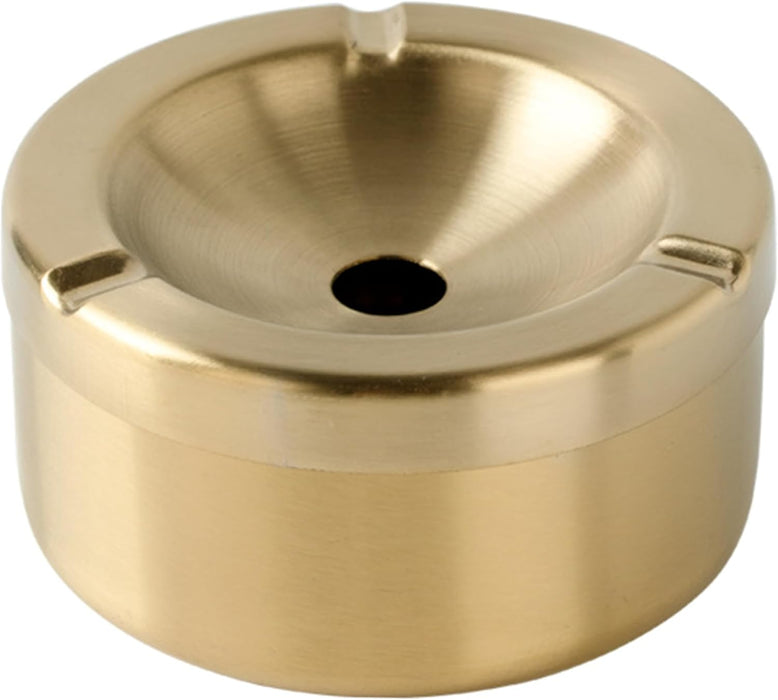 ONEIN Stainless Steel Windproof Ashtray with Removable Lid – Deep Smokeless Ash Tray for Indoor & Outdoor Use – Easy to Clean, Durable, Modern Design for Cigarettes & Cigars (Gold)