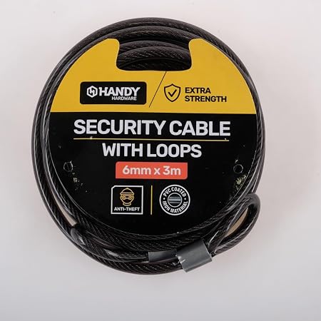 Security Cable PVC Black 3m x 6mm