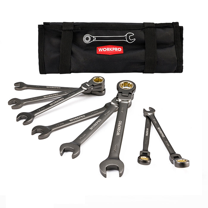 Workpro 8Pc Flexible Ratcheting Combination Wrench Set WP202521