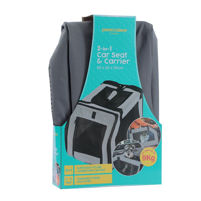 Paws & Claws PET CAR SEAT CARRIER DUAL PURPOSE 55X30X35CM