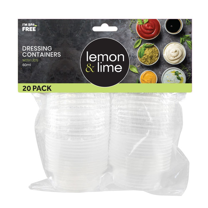 Lemon & Lime DRESSING CONTAINERS W/LIDS 20PK 60ML