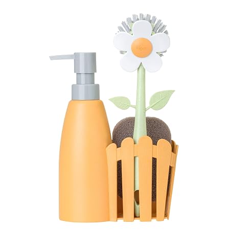 Florganic Orange 3pc Sink Caddy Set + Dispenser
