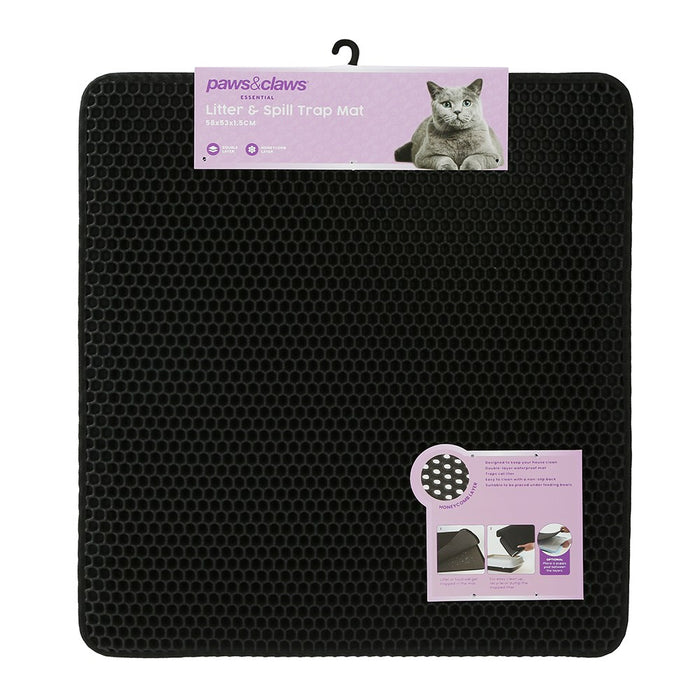 Paws & Claws CAT LITTER TRAP MAT 58X53CM DUAL LAYER