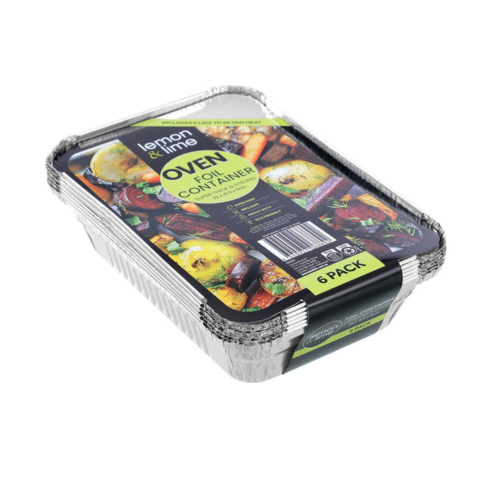 Lemon & Lime FOIL CONTAINER W/ LID 6PK 22X15.5X5CM SHELF READY PDQ