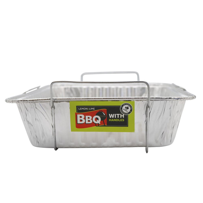 Lemon & Lime FOIL TRAY W/WIRE HANDLES 37X27X7CM SHELF READY PDQ