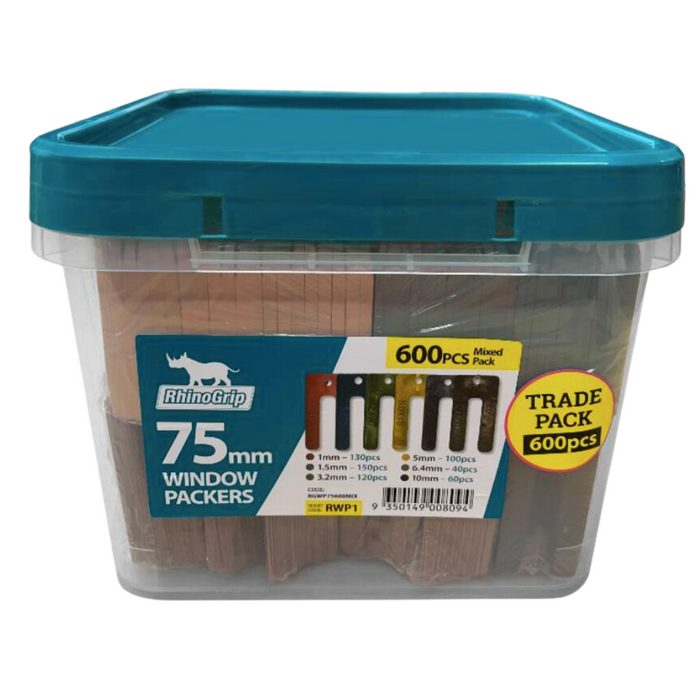 Rhino Packer 75mm Window Packers - Mixed Pack of 600 High-Impact Shims